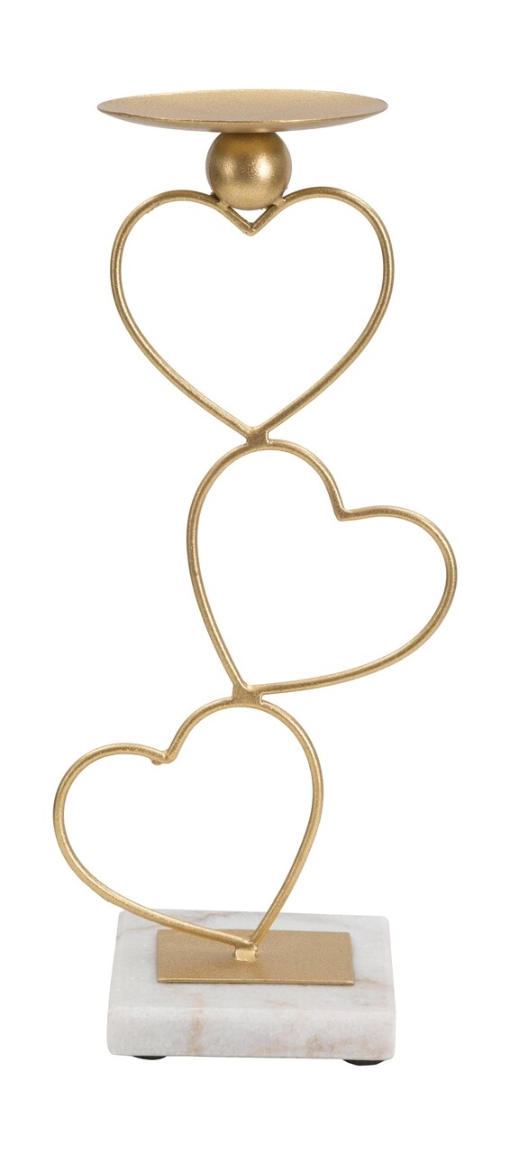 Suport pentru lumanare Hearts, Mauro Ferretti, 14.5x10x32.5 cm, fier, auriu - imagine 7